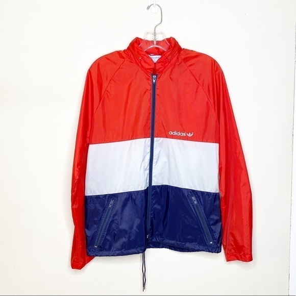 Vintage Adidas Rain Windbreaker Jacket Patriotic - Picture 1 of 9